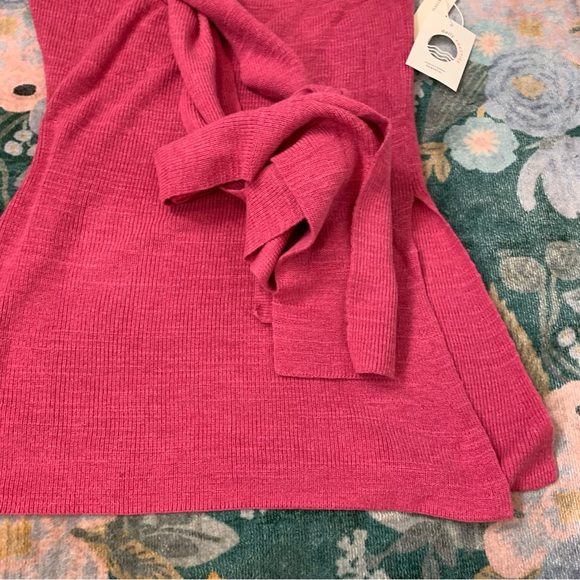 Anthropologie Daily Practice Convertible Sweater Top XL Pink Knit Wrap Halter - Picture 5 of 16
